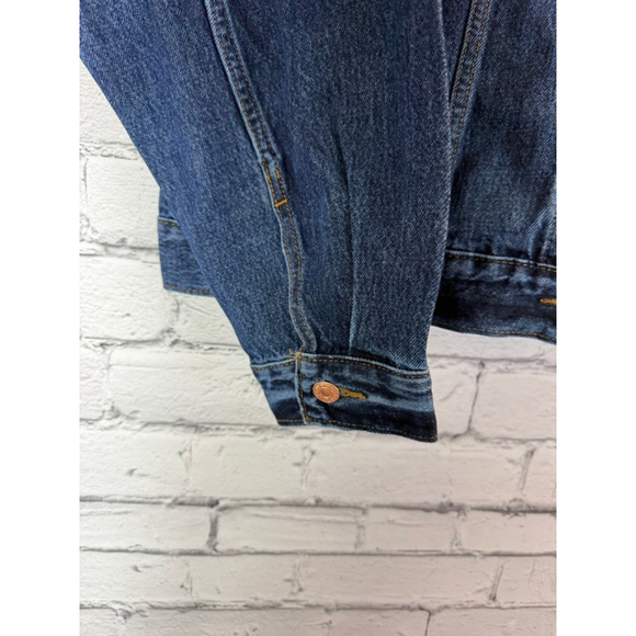 Women's Levi's '90s Trucker Jean Jacket size XL Denim Jacket NWT Dark Wash - Picture 6 of 12
